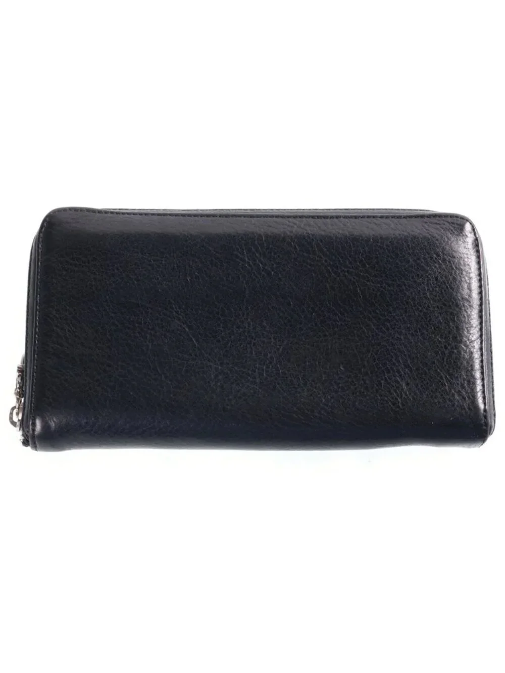 Chrome Hearts Rec Zip 3 Cross Round Zip Leather Wallet Black